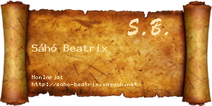 Sáhó Beatrix névjegykártya